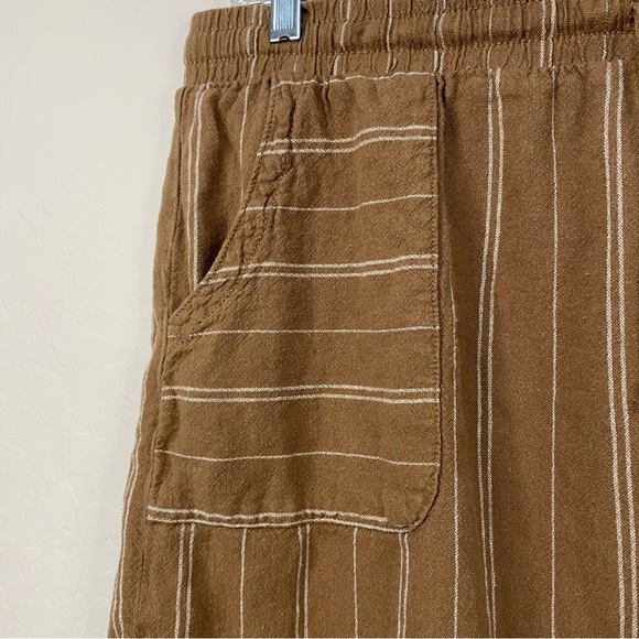 TIME AND TRU Linen Blend Shorts Pockets 4” Brown Stripe Plus Size XXL 20 - Picture 4 of 9